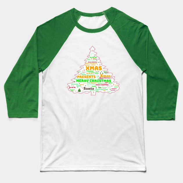 Large Xmas Tree Baseball T-Shirt by BellaTilly